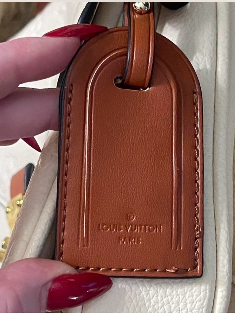 ‼️WOW‼️Source Unknown White Embossed Monogram bag with Brown Wrapped Handle‼️ - Picture 4 of 10